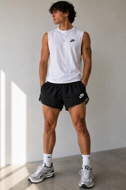 Vintage Nike Made in USA Navy Running Shorts XL Swoosh Lined Split Hem